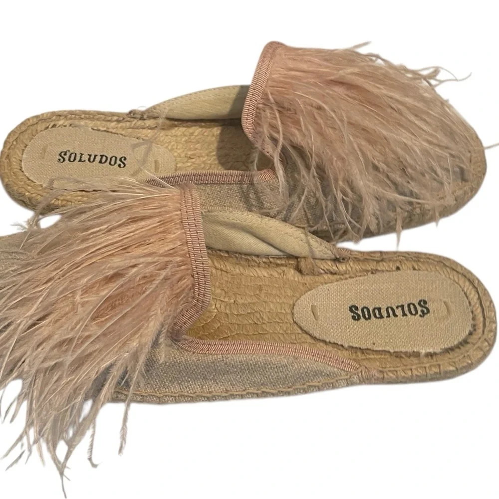 Soludos Feathers Mule, a stylish, bohemian-inspired slip-on shoe Slide, 6.5